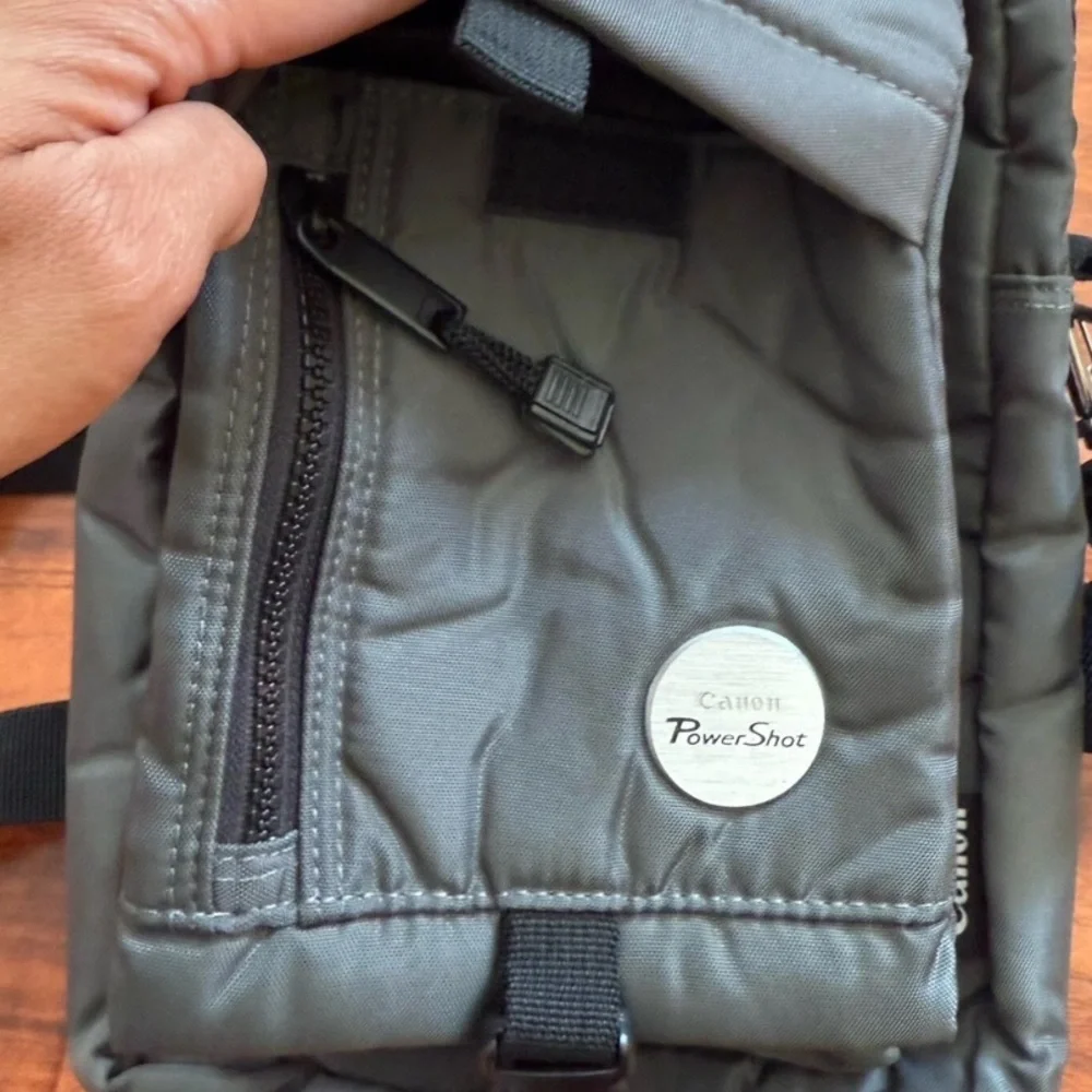 Gray Crossbody Bag with Black Strap